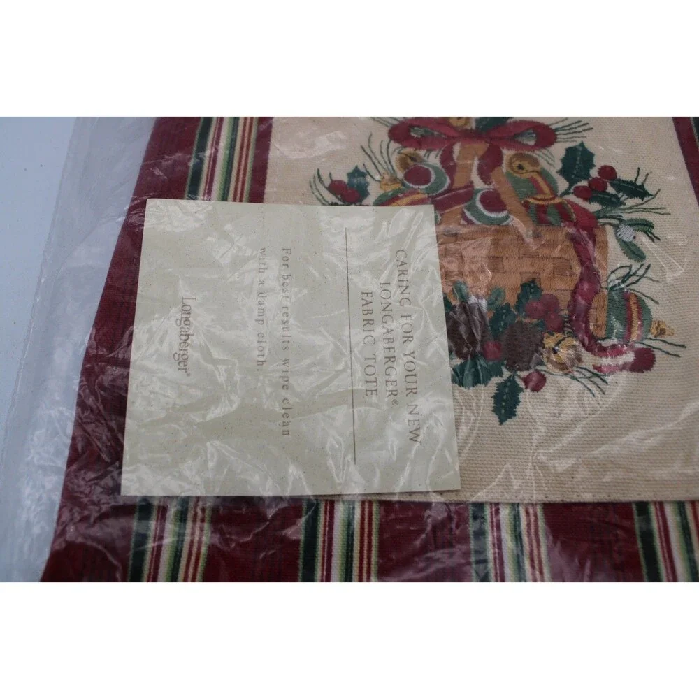 New Longaberger 2005 Holiday Stripe Tote Bag 23154166 Basket Holly